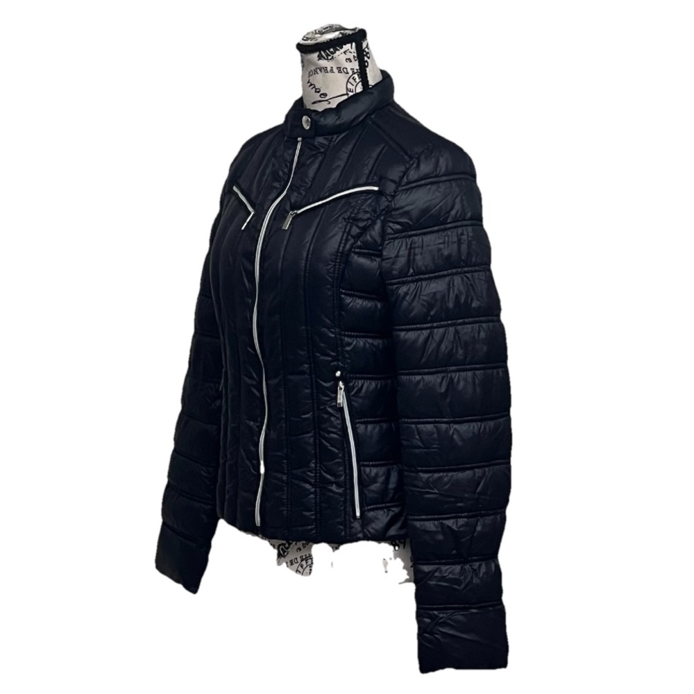 Laundry by Shelli Segal Moto Biker Jacket Black Puffer Goth Grunge Rock Emo M - Picture 3 of 11